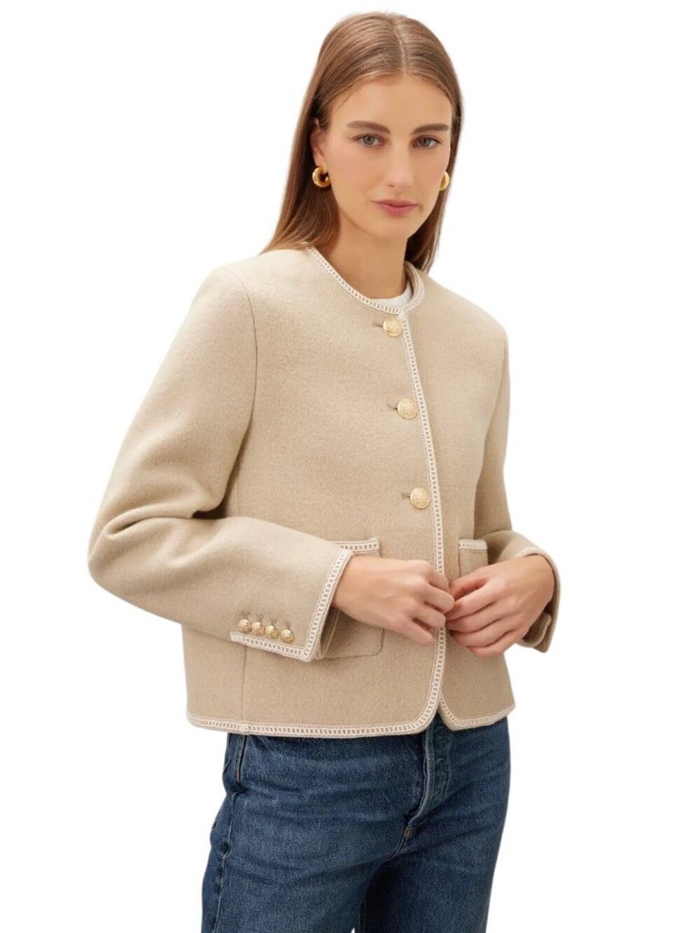 DUNST Beige Tweed Boucle Jacket in Small Womens Wool Jacket